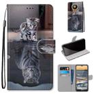 For Nokia 5.3 Coloured Drawing Cross Texture Horizontal Flip PU Leather Case with Holder & Card Slots & Wallet & Lanyard(Cat Becomes Tiger) - 1