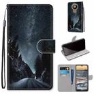 For Nokia 5.3 Coloured Drawing Cross Texture Horizontal Flip PU Leather Case with Holder & Card Slots & Wallet & Lanyard(Mountain Road Starry Sky) - 1