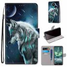 For Nokia 7.2 Coloured Drawing Cross Texture Horizontal Flip PU Leather Case with Holder & Card Slots & Wallet & Lanyard(Pensive Wolf) - 1