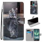 For Nokia 7.2 Coloured Drawing Cross Texture Horizontal Flip PU Leather Case with Holder & Card Slots & Wallet & Lanyard(Cat Becomes Tiger) - 1