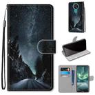 For Nokia 7.2 Coloured Drawing Cross Texture Horizontal Flip PU Leather Case with Holder & Card Slots & Wallet & Lanyard(Mountain Road Starry Sky) - 1