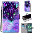 For Nokia 7.2 Coloured Drawing Cross Texture Horizontal Flip PU Leather Case with Holder & Card Slots & Wallet & Lanyard(Tiger Drinking Water) - 1