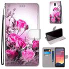 For Nokia C2 Coloured Drawing Cross Texture Horizontal Flip PU Leather Case with Holder & Card Slots & Wallet & Lanyard(Wild Rose) - 1