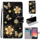 For Nokia C2 Coloured Drawing Cross Texture Horizontal Flip PU Leather Case with Holder & Card Slots & Wallet & Lanyard(Gold Diamond Butterfly) - 1