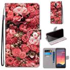 For Nokia C2 Coloured Drawing Cross Texture Horizontal Flip PU Leather Case with Holder & Card Slots & Wallet & Lanyard(Pink Rose Garden) - 1