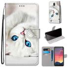 For Nokia C2 Coloured Drawing Cross Texture Horizontal Flip PU Leather Case with Holder & Card Slots & Wallet & Lanyard(White Kitten) - 1