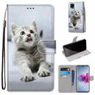 For ZTE Axon 11 5G Coloured Drawing Cross Texture Horizontal Flip PU Leather Case with Holder & Card Slots & Wallet & Lanyard(Small Gray Cat) - 1