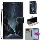 For ZTE Axon 11 5G Coloured Drawing Cross Texture Horizontal Flip PU Leather Case with Holder & Card Slots & Wallet & Lanyard(Mountain Road Starry Sky) - 1