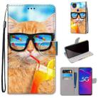 For ZTE Axon 11 SE 5G Coloured Drawing Cross Texture Horizontal Flip PU Leather Case with Holder & Card Slots & Wallet & Lanyard(Cat Drinking Soda) - 1