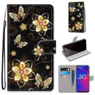 For ZTE Axon 11 SE 5G Coloured Drawing Cross Texture Horizontal Flip PU Leather Case with Holder & Card Slots & Wallet & Lanyard(Gold Diamond Butterfly) - 1