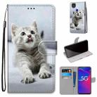 For ZTE Axon 11 SE 5G Coloured Drawing Cross Texture Horizontal Flip PU Leather Case with Holder & Card Slots & Wallet & Lanyard(Small Gray Cat) - 1