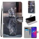 For ZTE Axon 11 SE 5G Coloured Drawing Cross Texture Horizontal Flip PU Leather Case with Holder & Card Slots & Wallet & Lanyard(Cat Becomes Tiger) - 1