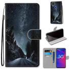 For ZTE Axon 11 SE 5G Coloured Drawing Cross Texture Horizontal Flip PU Leather Case with Holder & Card Slots & Wallet & Lanyard(Mountain Road Starry Sky) - 1