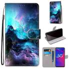 For ZTE Axon 11 SE 5G Coloured Drawing Cross Texture Horizontal Flip PU Leather Case with Holder & Card Slots & Wallet & Lanyard(Colorful Clouds) - 1