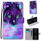 For iPhone 12 mini Coloured Drawing Cross Texture Horizontal Flip Leather Case with Holder & Card Slots & Wallet & Lanyard(Tiger Drinking Water) - 1