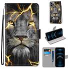 For iPhone 12 Pro Max Coloured Drawing Cross Texture Horizontal Flip PU Leather Case with Holder & Card Slots & Wallet & Lanyard(Fission Lion) - 1