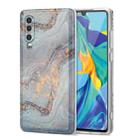 For Huawei P30 TPU Gilt Marble Pattern Protective Case(Light Blue) - 1