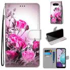 For LG K31 Coloured Drawing Cross Texture Horizontal Flip PU Leather Case with Holder & Card Slots & Wallet & Lanyard(Wild Rose) - 1
