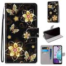 For LG K31 Coloured Drawing Cross Texture Horizontal Flip PU Leather Case with Holder & Card Slots & Wallet & Lanyard(Gold Diamond Butterfly) - 1