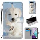 For LG K31 Coloured Drawing Cross Texture Horizontal Flip PU Leather Case with Holder & Card Slots & Wallet & Lanyard(Snow Puppy) - 1