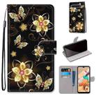 For LG K41S / K51S Coloured Drawing Cross Texture Horizontal Flip PU Leather Case with Holder & Card Slots & Wallet & Lanyard(Gold Diamond Butterfly) - 1