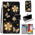 For LG Velvet Coloured Drawing Cross Texture Horizontal Flip PU Leather Case with Holder & Card Slots & Wallet & Lanyard(Gold Diamond Butterfly) - 1