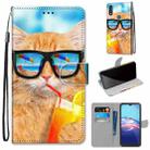 For Motorola Moto E (2020) Coloured Drawing Cross Texture Horizontal Flip PU Leather Case with Holder & Card Slots & Wallet & Lanyard(Cat Drinking Soda) - 1