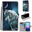 For Motorola Moto E (2020) Coloured Drawing Cross Texture Horizontal Flip PU Leather Case with Holder & Card Slots & Wallet & Lanyard(Contemplative Wolf) - 1