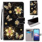 For Motorola Moto E (2020) Coloured Drawing Cross Texture Horizontal Flip PU Leather Case with Holder & Card Slots & Wallet & Lanyard(Gold Diamond Butterfly) - 1