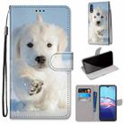For Motorola Moto E (2020) Coloured Drawing Cross Texture Horizontal Flip PU Leather Case with Holder & Card Slots & Wallet & Lanyard(Snow Puppy) - 1
