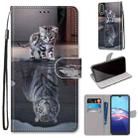 For Motorola Moto E (2020) Coloured Drawing Cross Texture Horizontal Flip PU Leather Case with Holder & Card Slots & Wallet & Lanyard(Cat Becomes Tiger) - 1