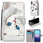 For Motorola Moto E (2020) Coloured Drawing Cross Texture Horizontal Flip PU Leather Case with Holder & Card Slots & Wallet & Lanyard(White Kitten) - 1