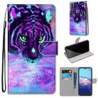 For Motorola Moto E (2020) Coloured Drawing Cross Texture Horizontal Flip PU Leather Case with Holder & Card Slots & Wallet & Lanyard(Tiger Drinking Water) - 1