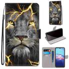 For Motorola Moto E (2020) Coloured Drawing Cross Texture Horizontal Flip PU Leather Case with Holder & Card Slots & Wallet & Lanyard(Fission Lion) - 1