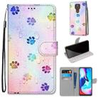 For Motorola Moto E7 Plus / G9 Play / G9 Coloured Drawing Cross Texture Horizontal Flip PU Leather Case with Holder & Card Slots & Wallet & Lanyard(Footprint Water Drops) - 1