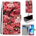 For Motorola Moto E7 Plus / G9 Play / G9 Coloured Drawing Cross Texture Horizontal Flip PU Leather Case with Holder & Card Slots & Wallet & Lanyard(Pink Rose Garden) - 1