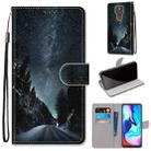 For Motorola Moto E7 Plus / G9 Play / G9 Coloured Drawing Cross Texture Horizontal Flip PU Leather Case with Holder & Card Slots & Wallet & Lanyard(Mountain Road Starry Sky) - 1