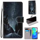 For Motorola Moto G Power (2020) Coloured Drawing Cross Texture Horizontal Flip PU Leather Case with Holder & Card Slots & Wallet & Lanyard(Mountain Road Starry Sky) - 1