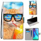 For Motorola Moto G Stylus (2020) Coloured Drawing Cross Texture Horizontal Flip PU Leather Case with Holder & Card Slots & Wallet & Lanyard(Cat Drinking Soda) - 1