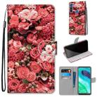 For Motorola Moto G8 Coloured Drawing Cross Texture Horizontal Flip PU Leather Case with Holder & Card Slots & Wallet & Lanyard(Pink Rose Garden) - 1