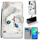 For Motorola Moto G8 Power Coloured Drawing Cross Texture Horizontal Flip PU Leather Case with Holder & Card Slots & Wallet & Lanyard(White Kitten) - 1