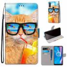 For Alcatel 1SE 2020 Coloured Drawing Cross Texture Horizontal Flip PU Leather Case with Holder & Card Slots & Wallet & Lanyard(Cat Drinking Soda) - 1