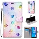 For Alcatel 1SE 2020 Coloured Drawing Cross Texture Horizontal Flip PU Leather Case with Holder & Card Slots & Wallet & Lanyard(Footprint Water Drops) - 1