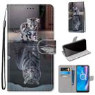 For Alcatel 1SE 2020 Coloured Drawing Cross Texture Horizontal Flip PU Leather Case with Holder & Card Slots & Wallet & Lanyard(Cat Becomes Tiger) - 1