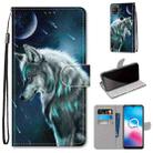 For Alcatel 3X 2020 Coloured Drawing Cross Texture Horizontal Flip PU Leather Case with Holder & Card Slots & Wallet & Lanyard(Contemplative Wolf) - 1