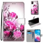 For Alcatel 3X 2020 Coloured Drawing Cross Texture Horizontal Flip PU Leather Case with Holder & Card Slots & Wallet & Lanyard(Wild Rose) - 1