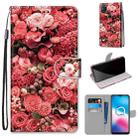 For Alcatel 3X 2020 Coloured Drawing Cross Texture Horizontal Flip PU Leather Case with Holder & Card Slots & Wallet & Lanyard(Pink Rose Garden) - 1