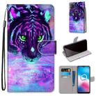 For Alcatel 3X 2020 Coloured Drawing Cross Texture Horizontal Flip PU Leather Case with Holder & Card Slots & Wallet & Lanyard(Tiger Drinking Water) - 1