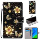 For Huawei P Smart (2020) Coloured Drawing Cross Texture Horizontal Flip PU Leather Case with Holder & Card Slots & Wallet & Lanyard(Gold Diamond Butterfly) - 1