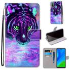 For Huawei P Smart (2020) Coloured Drawing Cross Texture Horizontal Flip PU Leather Case with Holder & Card Slots & Wallet & Lanyard(Tiger Drinking Water) - 1